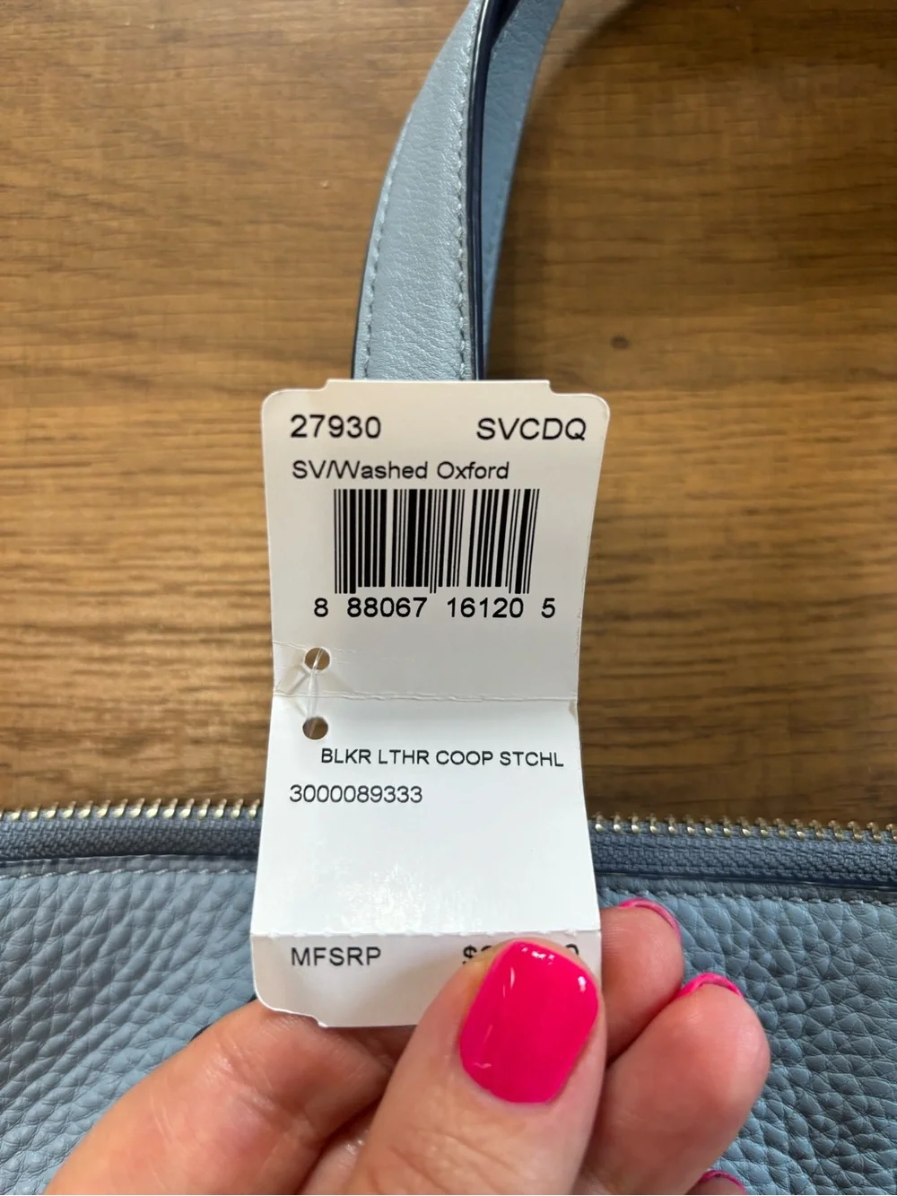 Coach Sky Blue Pebbled Leather Tote with Strap